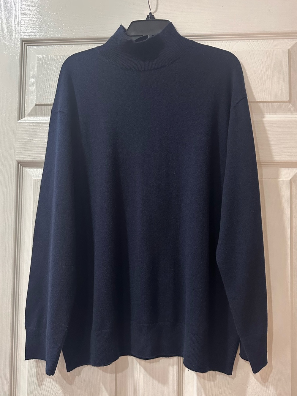 Vince Navy Blue Wool-Cashmere Mock Neck Sweater Pullover XL Luxury Cozy